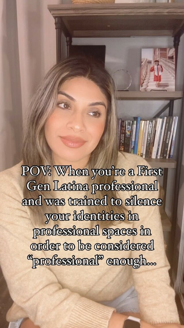 To my First Gen’s’/children of immigrants who were told to silence their identities in professional spaces in order to be considered “professional enough”…

Proudly reclaim your identities, tu cultura, tu voz, tus raíces. 

Proudly wear your ‘empowerment’ T-shirt that makes you feel connected to your comunidad. 

Proudly saca las tortillas, ese guisado con salsa que lleva sazón de tu familia to the office for lunch. 

Proudly uplift your voice with the accent from your family/ancestors radiating with every word you say during your presentation. 

Proudly bump your music that speaks to your soul y te trae lindos recuerdos as you enter and exit your office building. 

Be unapologetically you! ✨🌵

Con porras y abrazos, 
Dra.Hernández @palantetherapy 

#firstgen #firstgeneration #childrenofimmigrants #professional #healing #latinatherapist #firstgenlatina #therapistsofinstagram #therapist #latina #latinx #latine #latinos #socialwork #therapy #terapia #saludmental #doctora #terapeuta #highered #highereducation #palante #palantetherapy #reels #reelsinstagram #explore #southcentral #ucla #usc
